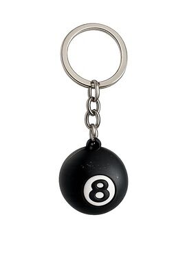 Rubber 8 Ball Silver Keychain